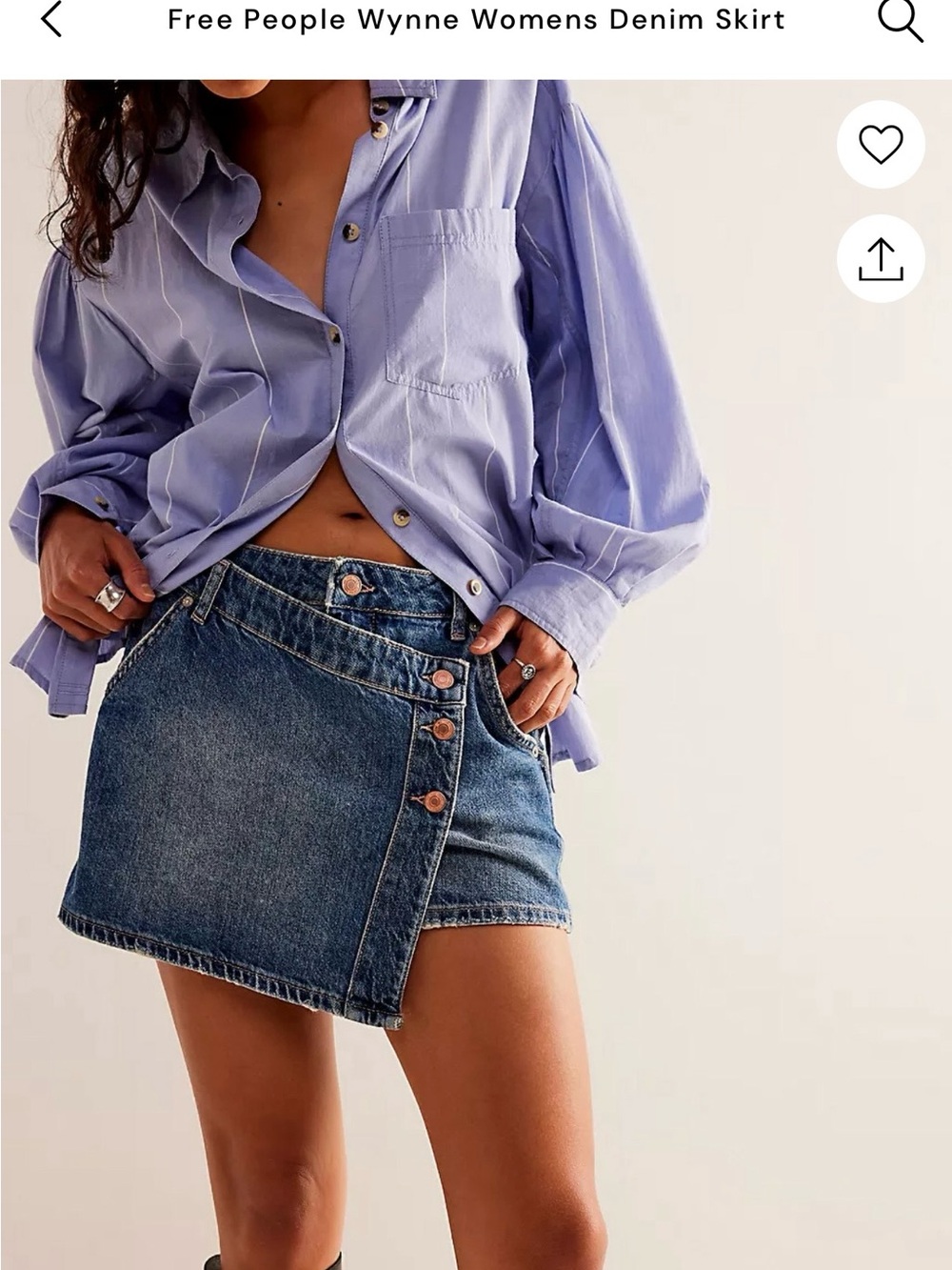 Free People Wynne Denim Wrap Mini Skirt - Blue
